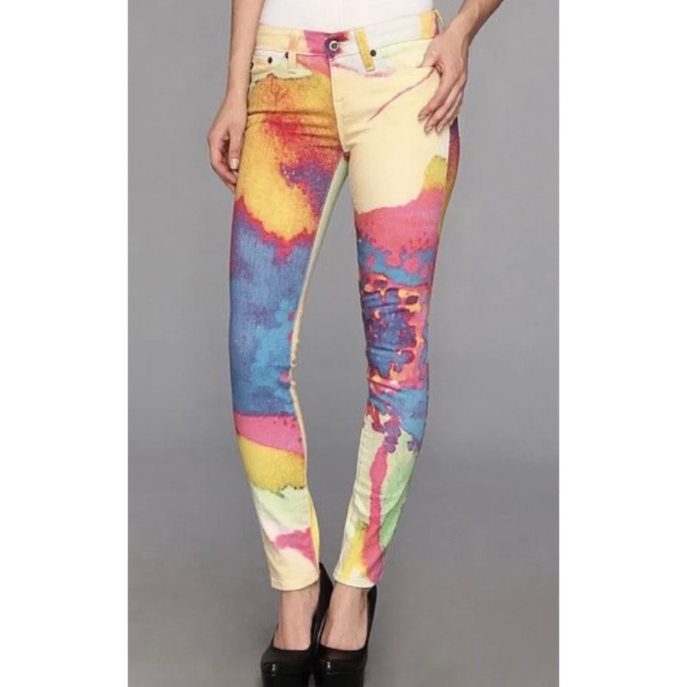 New Big Star Alex Surreal Tie Dye Mid Rise Skinny Boho Jeans Womens Size 26 x 30